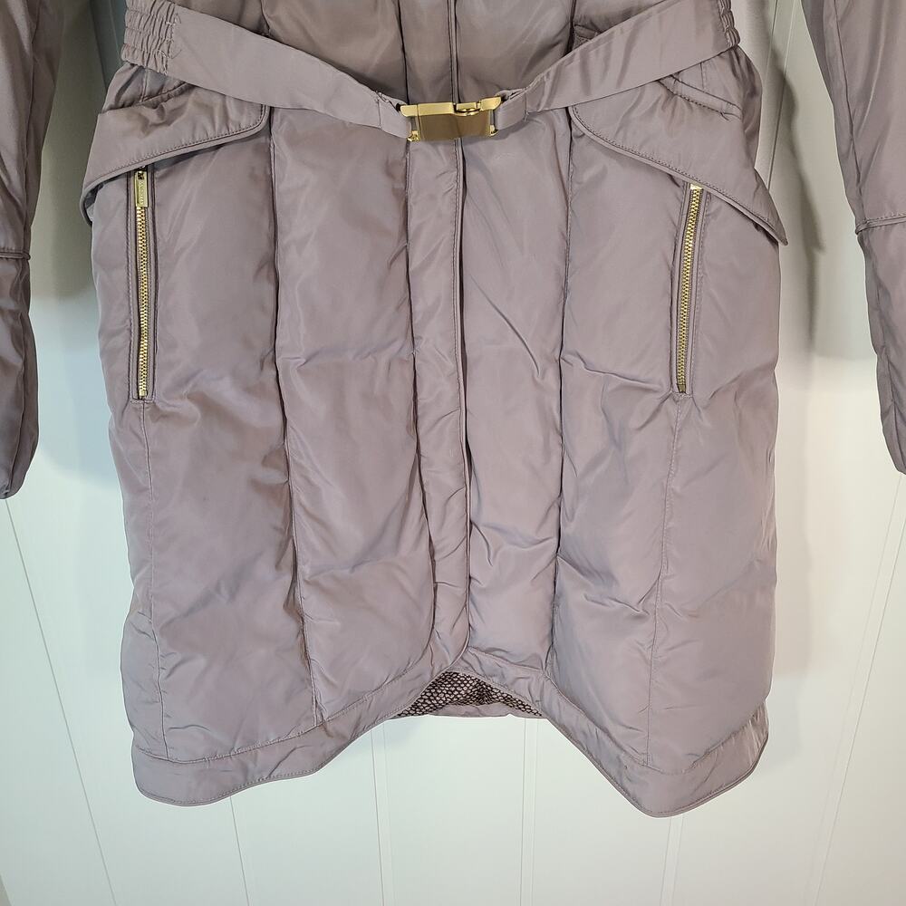 Cole Haan Puffer Coat Women's Large Oversized Collar Belted Long Down Filled - Picture 7 of 16
